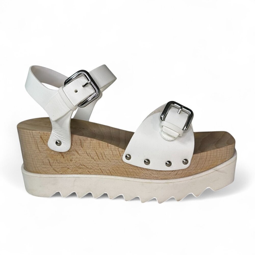 Stella McCartney Women's White Elyse Platform Wooden Sandal EU 38.5 - Picture 7 of 12